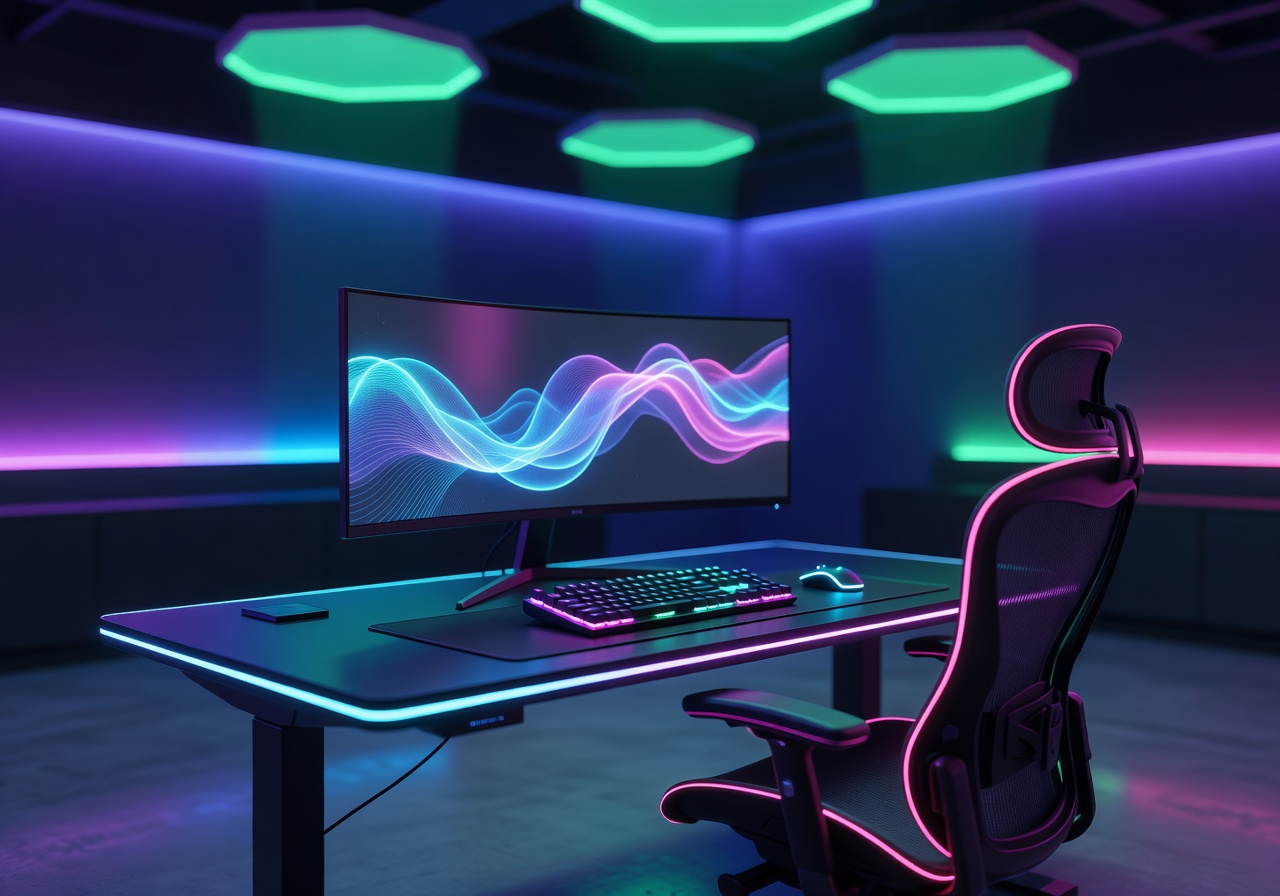 Customer support neon desk setup displaying our 24/7 VIP social casino support environment